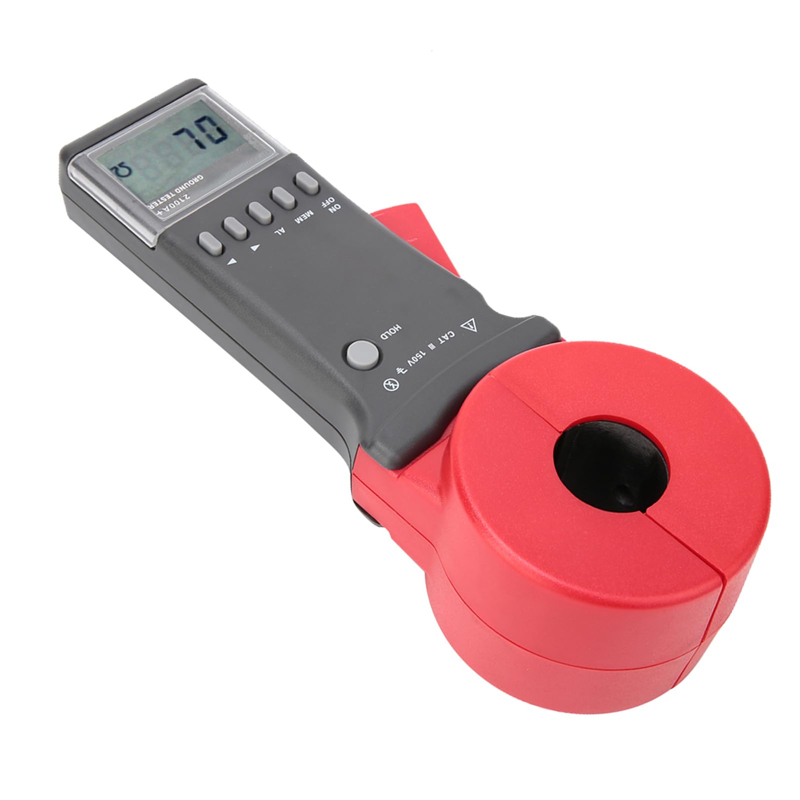 Asixxsix Pince Ampèremétrique Numérique, RÉSISTANCE 0,01-200Ω, Pince de Terre Ct de Serrage, pour Mesure de la Rémission de la Terre, Avec Écran LCD à 4 Chiffres et Alarme Sonore
