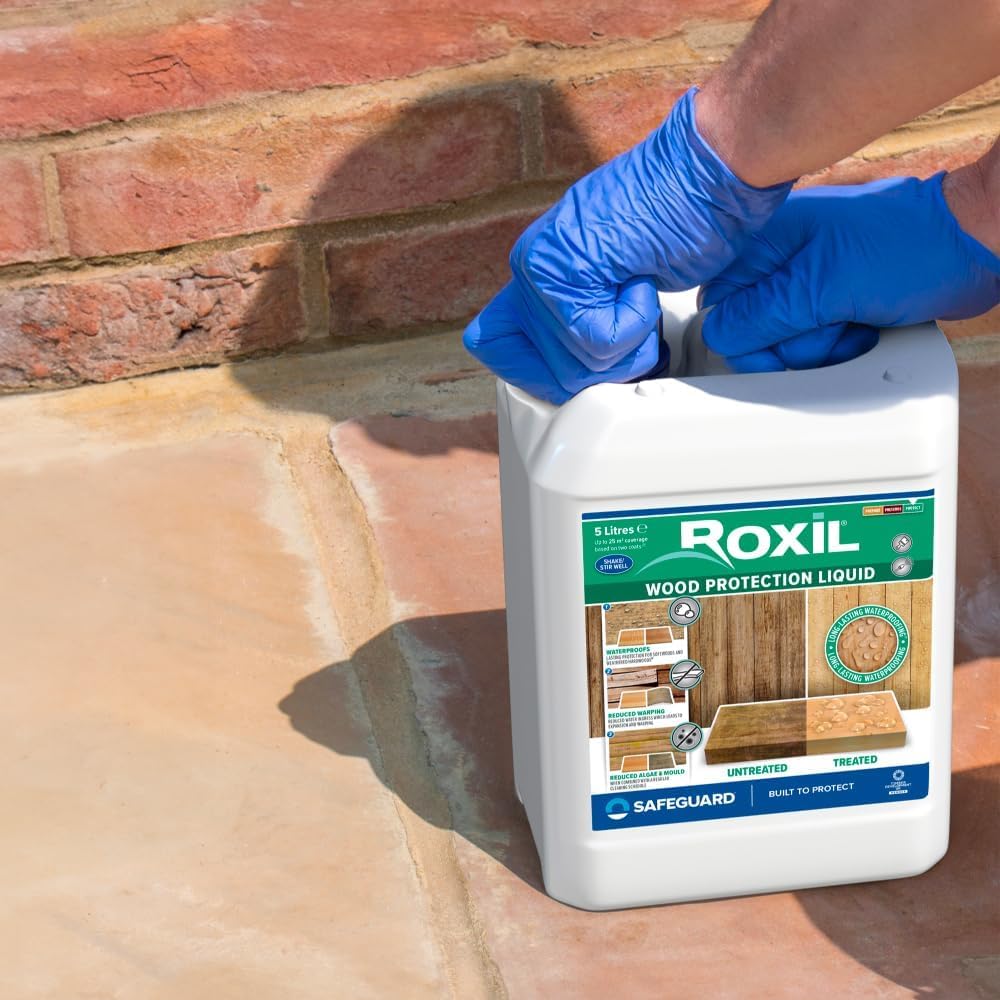 Roxil Liquide Imperméabilisant pour Bois 5 litres Protection Hydrofuge Extérieur Incolore 25m2
