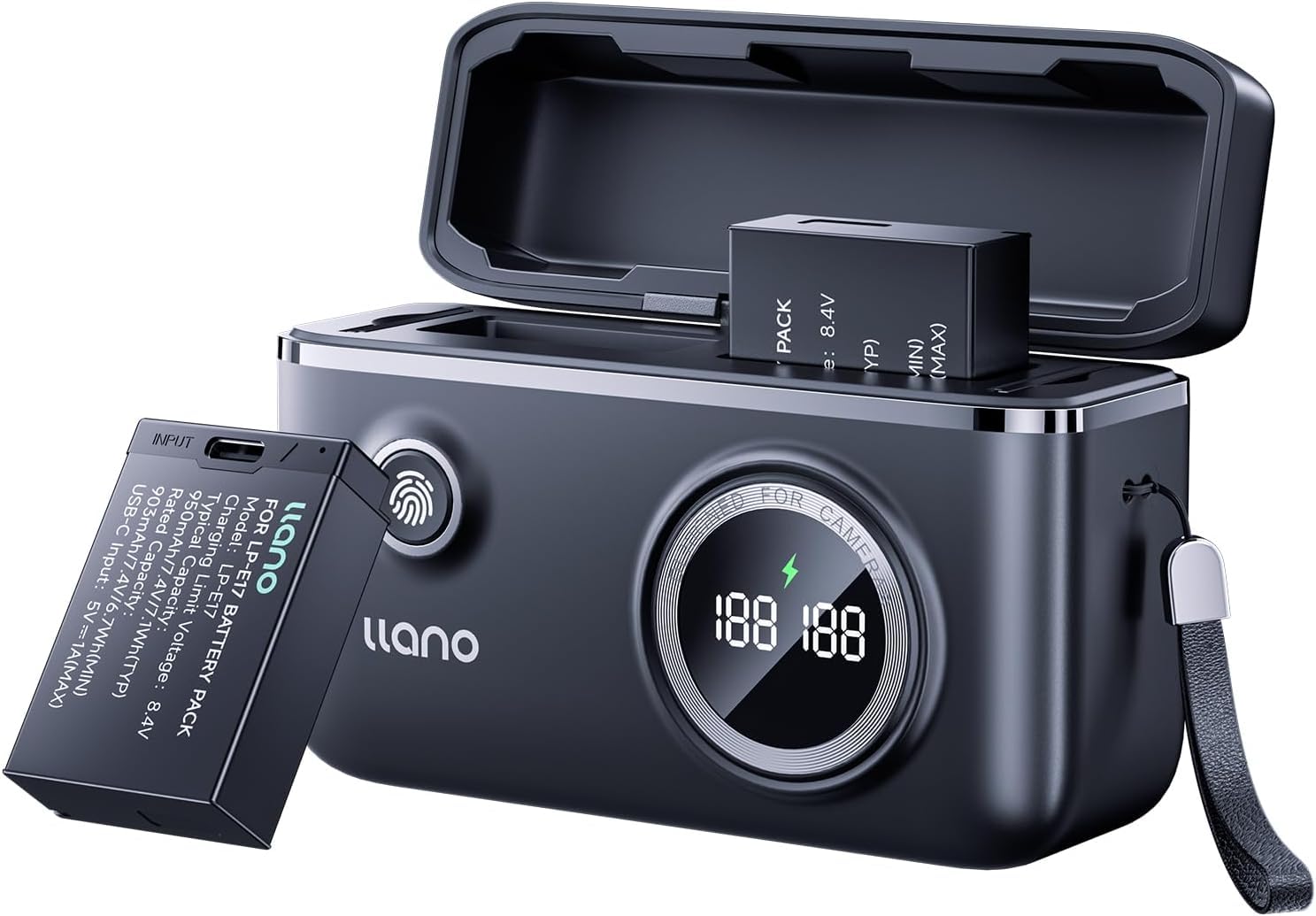 llano 2 Pack LP-E17 Batteries with USB-C Port, Dual Slot Battery Charger for Canon EOS R50 RP R10 R8,Rebel T8i, T7i, T6i,T6s,SL2,SL3, EOS M3,M5,M6,