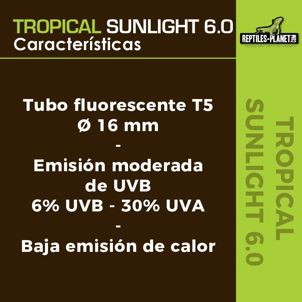 Reptiles-Planet Tubo Fluorescente de Luz Solar Tropical T5 6.0, 39W, 86cm Longitud, 16mm Diámetro