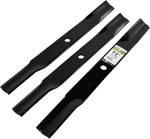 Miniatura 3 de MaxPower 561819B Juego de 3 cuchillas para corte de 72 pulgadas, John Deere reemplaza a los OEM # M141786, M80783, AM-102402, AM-38314, negro
