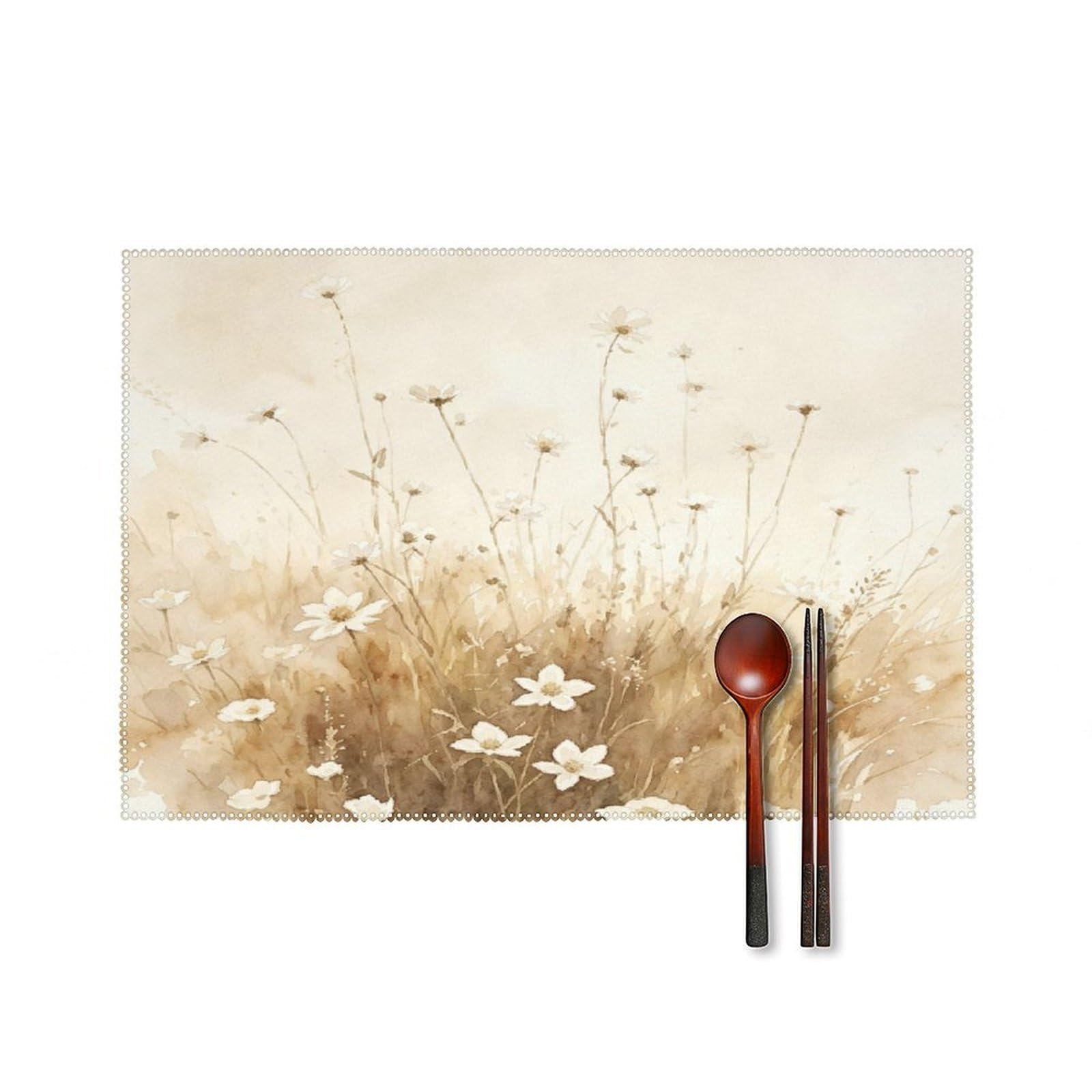 Fekiloot Style Wild Flowers Placemats Set Of 6,Table Mat