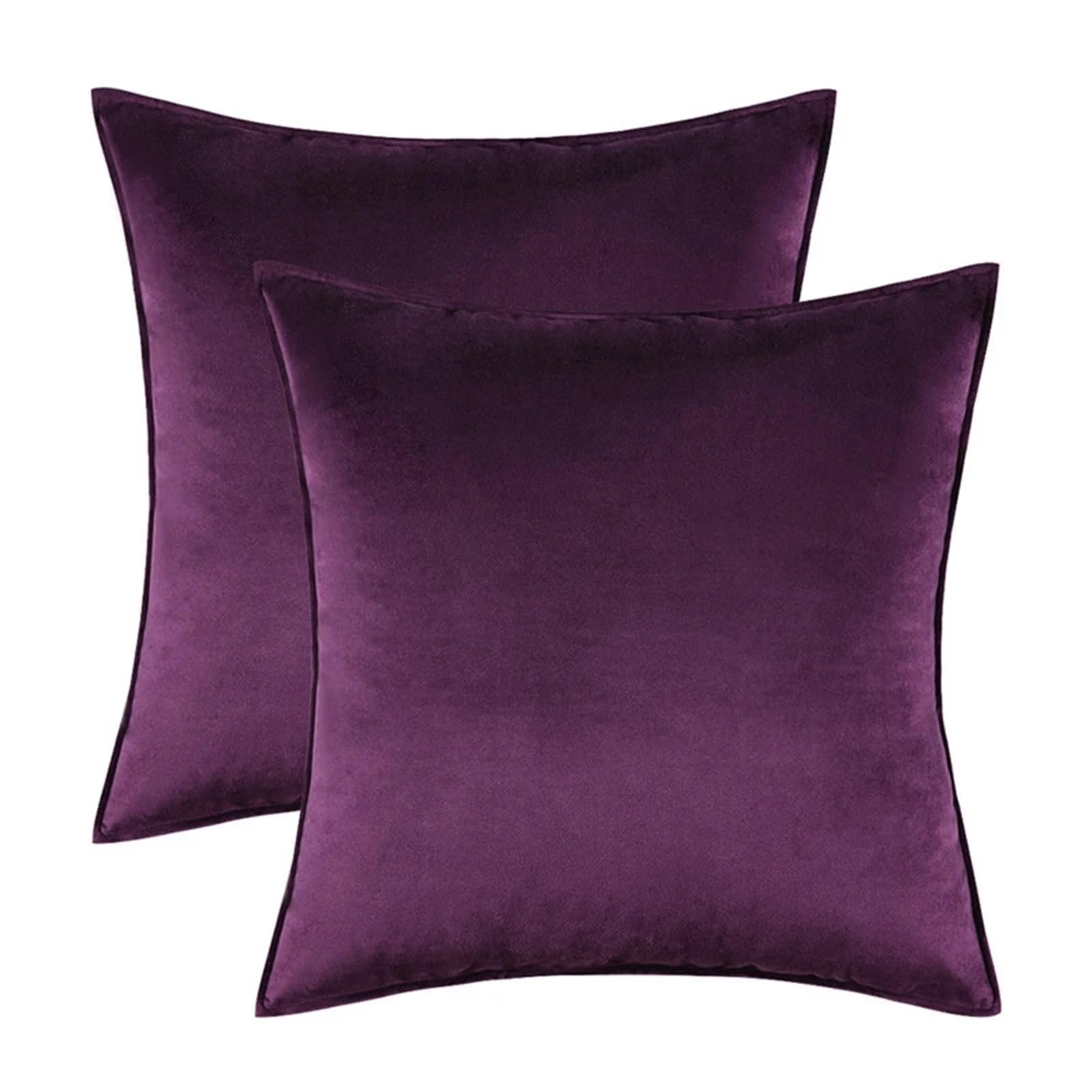 Chenille-Kissenbezug Lila Samt-Kissenbezüge for Sofa, dekorativer Kissenbezug, ultraweicher, 45 x cm, 30 50(Bind Dark Purple,45x45cm 2pcs Cover)