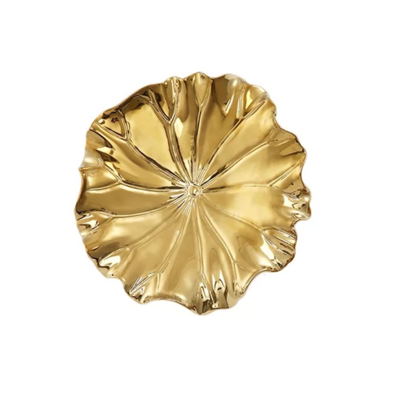 TURSGYZ Foglia di loto dorato in ceramica Scultura artigianale Decorazione da parete Decorazioni per la casa Soggiorno Ufficio Regalo di nozze 20 cm