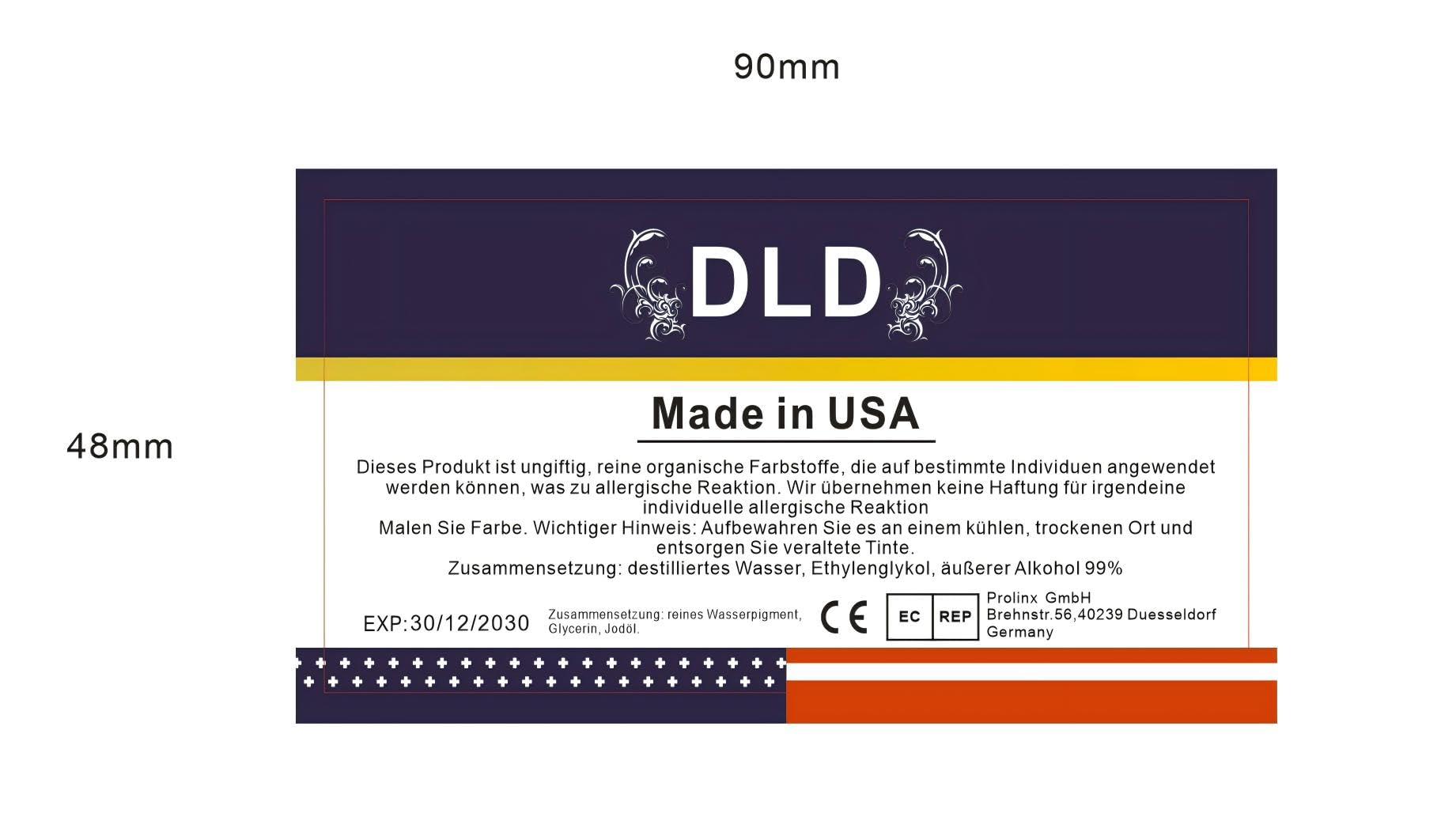 DLD Zestaw wegańskich atramentów do tatuażu 25 x 15 ml – nietoksyczny, bezpieczny dla skóry, profesjonalny trwały kolorowy pigment do tatuażu (po 14 g)