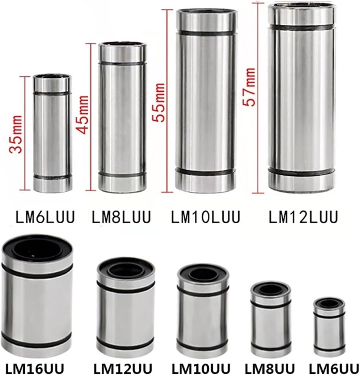 4/10pc LM3UU LM4UU LM5UU LM6UU LM8UU LM10UU LM5L LM6LUU LM8LUU Long Type 3-16MM Linear Ball Bearing Parts for 3D Printer(4Pcs,LM16UU 16x28x37)