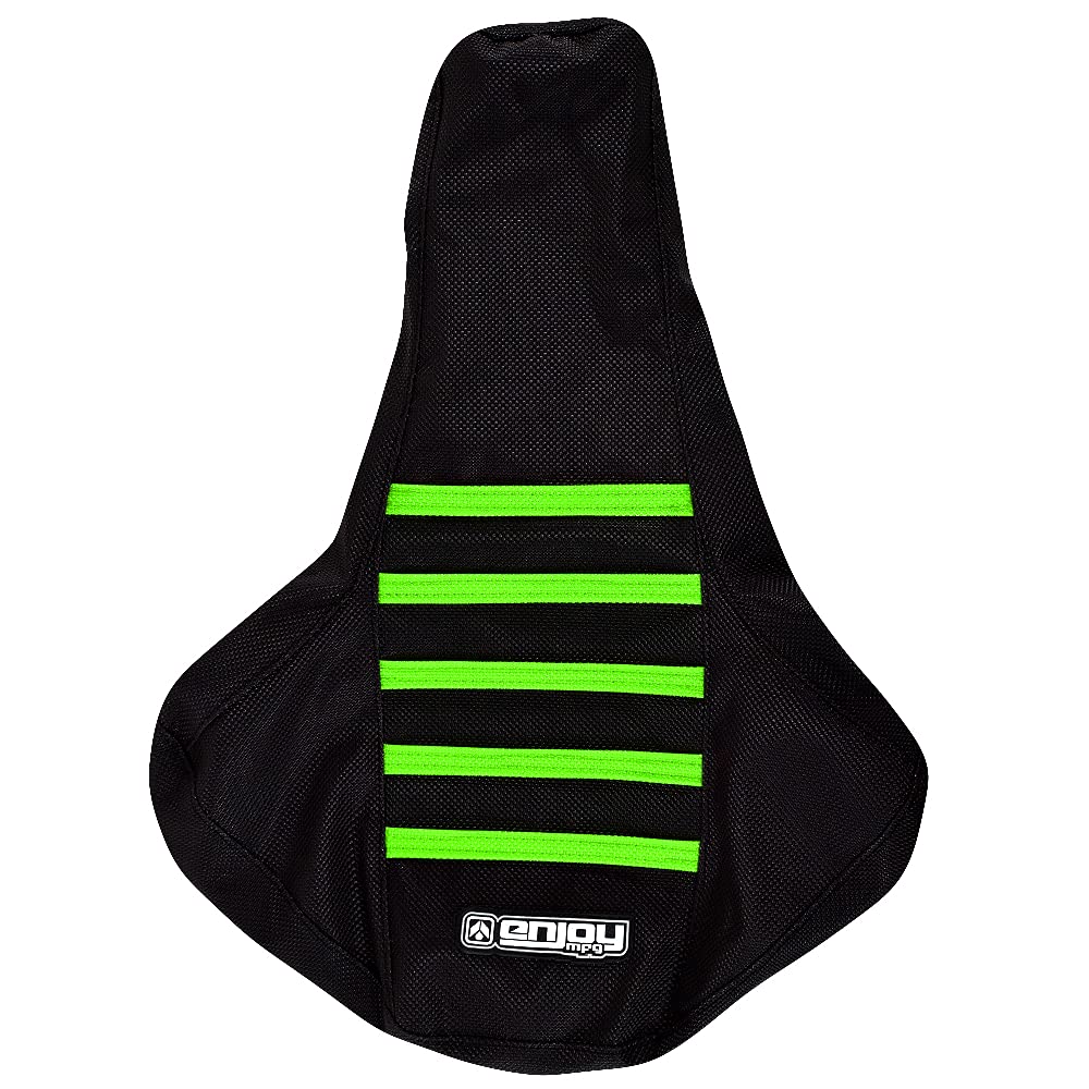 Enjoy Mfg Seat Cover - Compatible Fit for Kawasaki 2003-2006 KFX 80 KFX80 - #213 (All Black/Green Ribs)