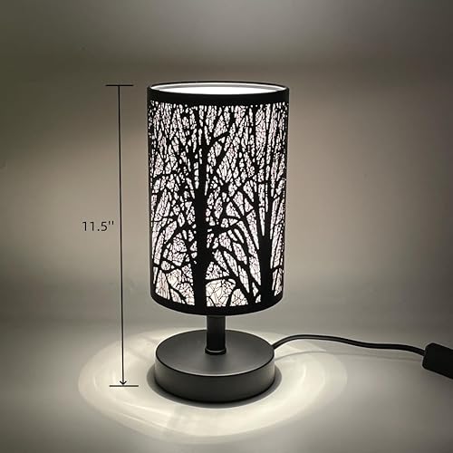 Miniatura 3 de Lámparas de mesa de noche de noche, lámpara decorativa para dormitorio, sala de estar, sombra de metal negro, iluminación del bosque