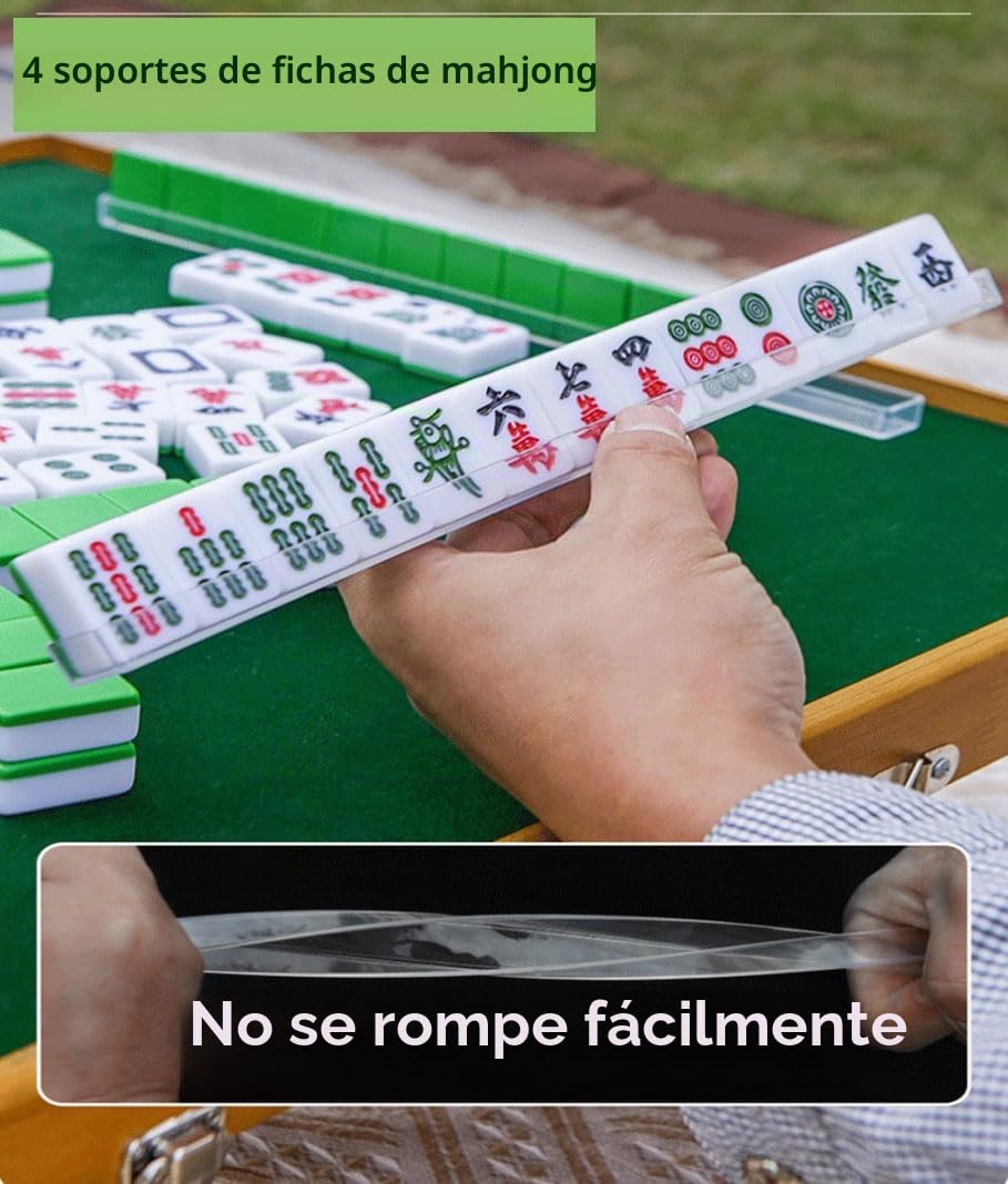 Mahjong - Juego de mahjong (24 mm, mah jong chino tradicional, 144 fichas de juego Majong con caja, con bastidores y dados (24 x 16 x 12 mm)