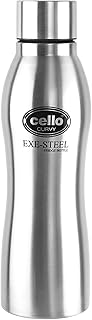 Cello New Curvy Stainless Steel Bottle 1000ml, Silver | ISI Certified, Single Walled Steel | Rust Proof, Leak Proof Steel Bottle For Office | Dishwasher & Fridge Stainless Safe Steel Bottle For School