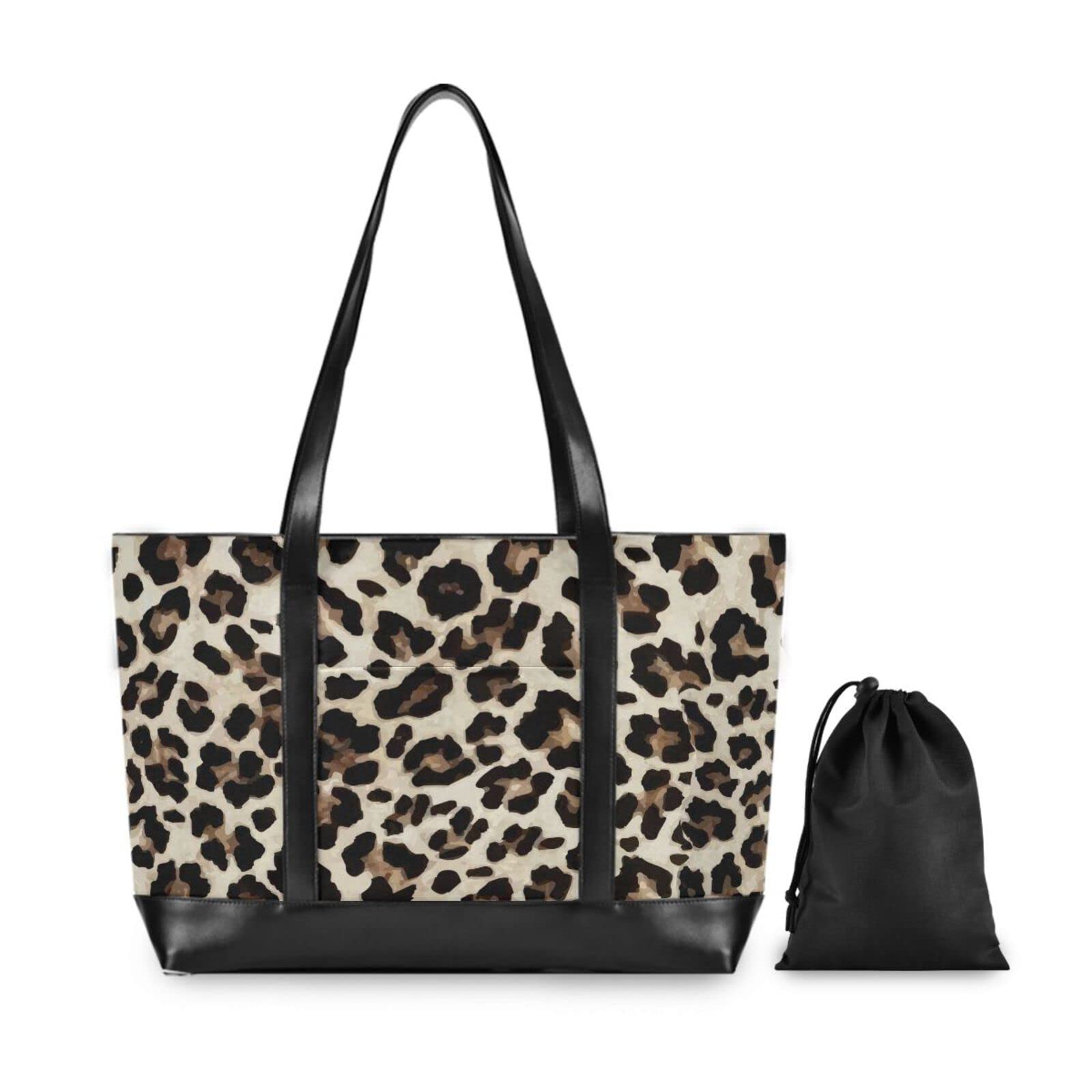 Damen-Handtasche, Gelb Leoparden-Tier-Gepardenmuster, Leinen-Laptop-Tragetasche, Rei?verschluss, Umh?ngetasche, Einkaufstasche, 39,6 cm