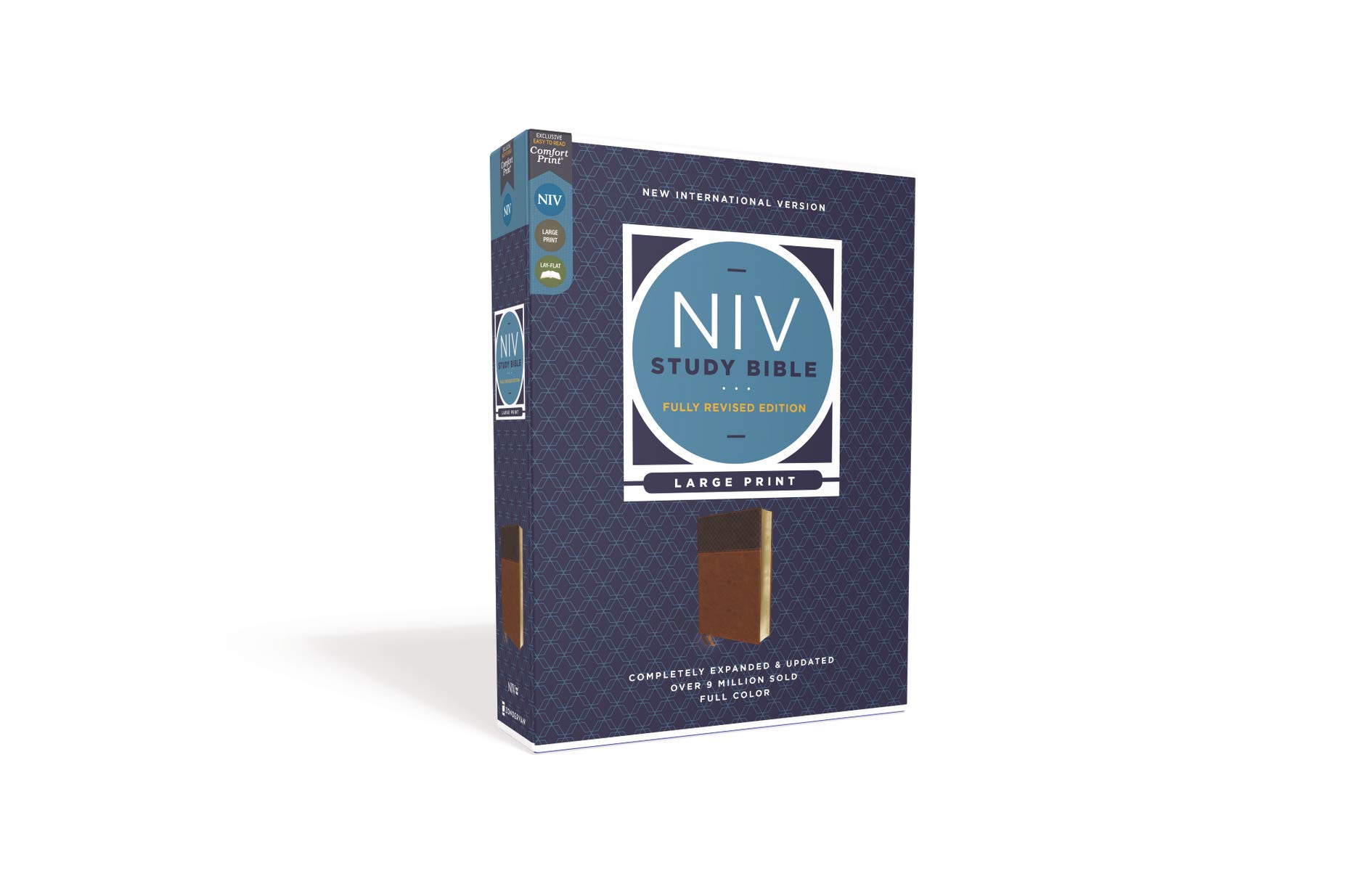 NIV Study Bible, Fully Revised Edition (Study Deeply. Believe Wholeheartedly.), Large Print, Leathersoft, Brown, Red Letter, Comfort Print