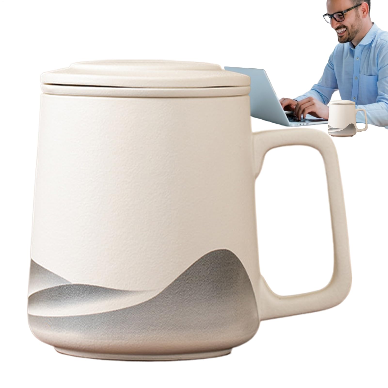 Teetasse Mit Infusor 360 ml Keramikfilter Edelstahl | Tee-Infuser Trinkbecher Edelstahl Infusor, Kaffee, Für Männer, Liebende, Zuhause, , Büros, Reisen, Feierlichkeiten