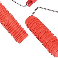 Vista 3 de JAPCHET Juego de 3 herramientas de pintura de grano de madera de 7 pulgadas, rodillo de pintura de patrón de madera de goma con mango de plástico