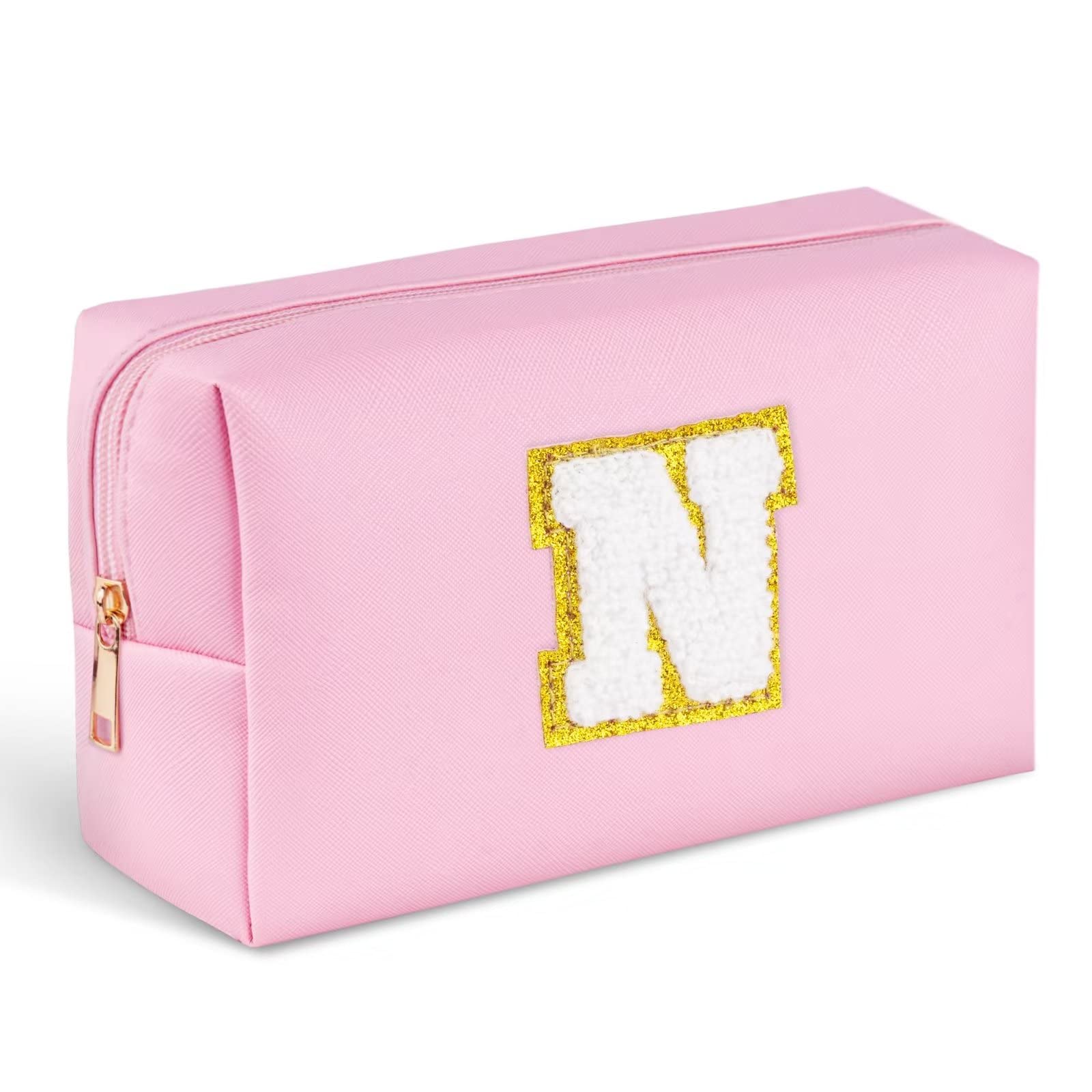 TOPEAST Makeup Organizer - Initial Makeup Bag, Desk Organizer Small Cosmetic Bag Desktop Cosmetic Organiser (Pink N)