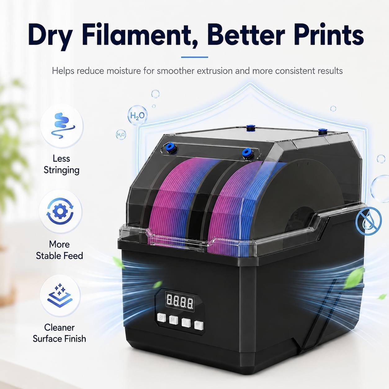 Caja secadora de filamento para impresora 3D, bobina doble, calefacción de 60 °C