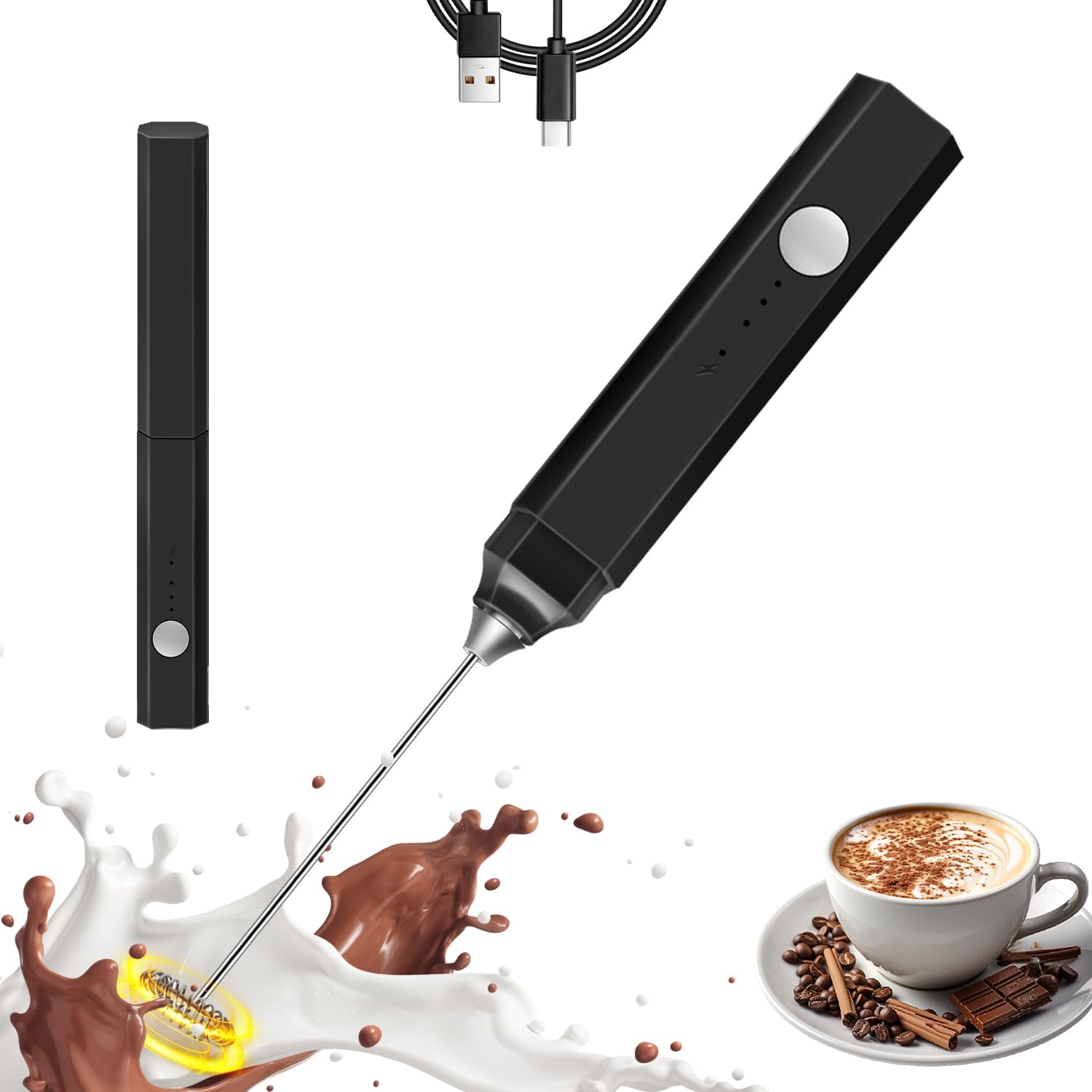 Photo 1 of [Defective] Styuanmmy Rechargeable Milk Frother Handheld
