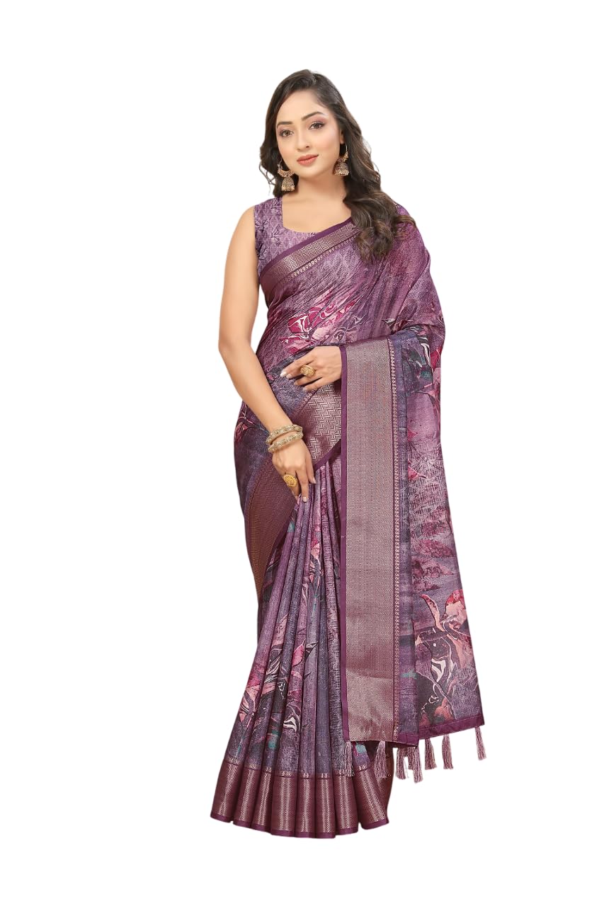 Digital Print Dola Silk Saree with Blouse Piece Floral Design | Perfect for Festive Occasions | Dola Silk | Silk Saree | Cotton Silk Saree | Silk Saree Collection.-image-22