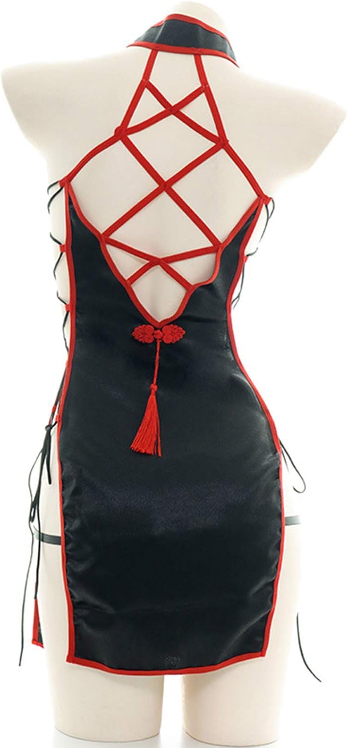 YOMORIO Womens Devil Cosplay Lingerie Lolita Vintage Vampire Costumes Sexy Long Fancy Dress (Sexy black)