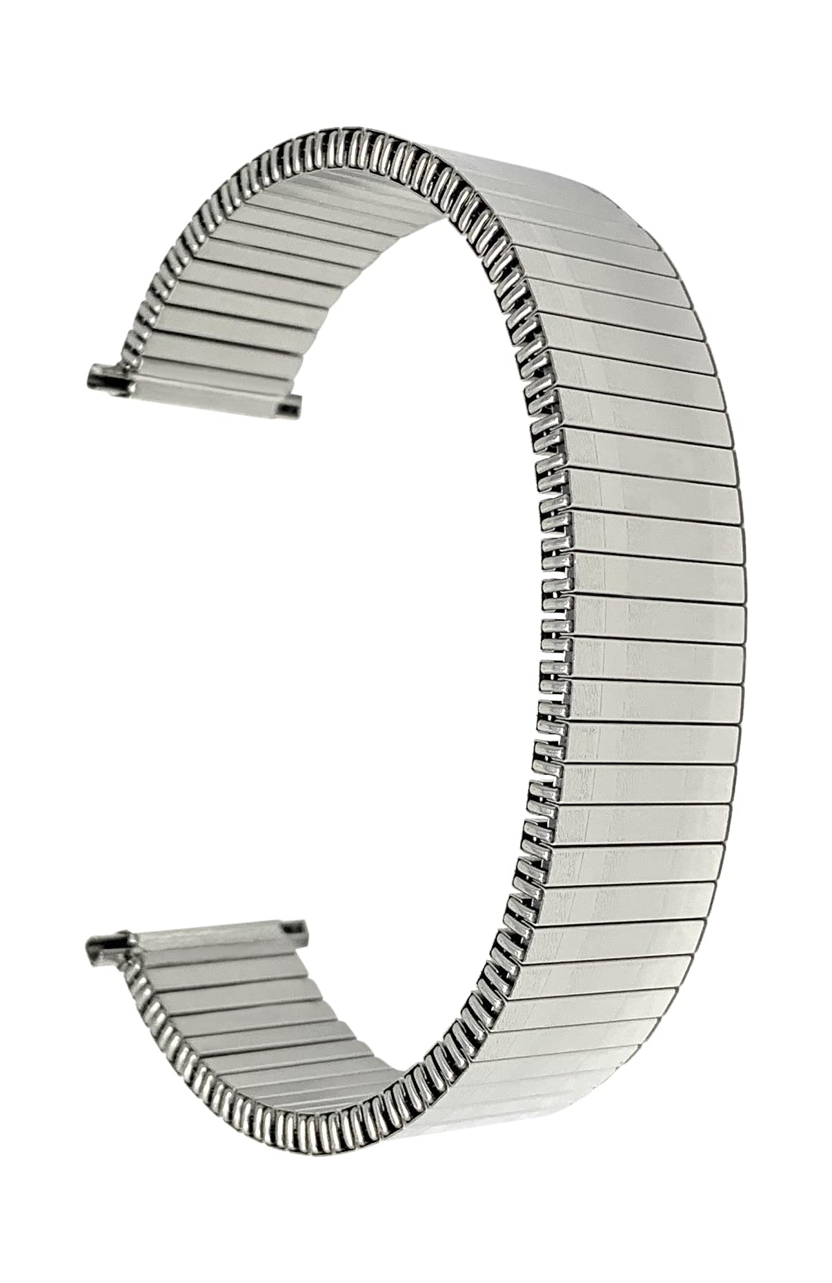 Bandini Silver Tone Mens 22mm Stainless Steel Stretch Metal Replacement Expansion Watch Band, Metal Stretch Strap - Compatible with Traditional and Smart Watches