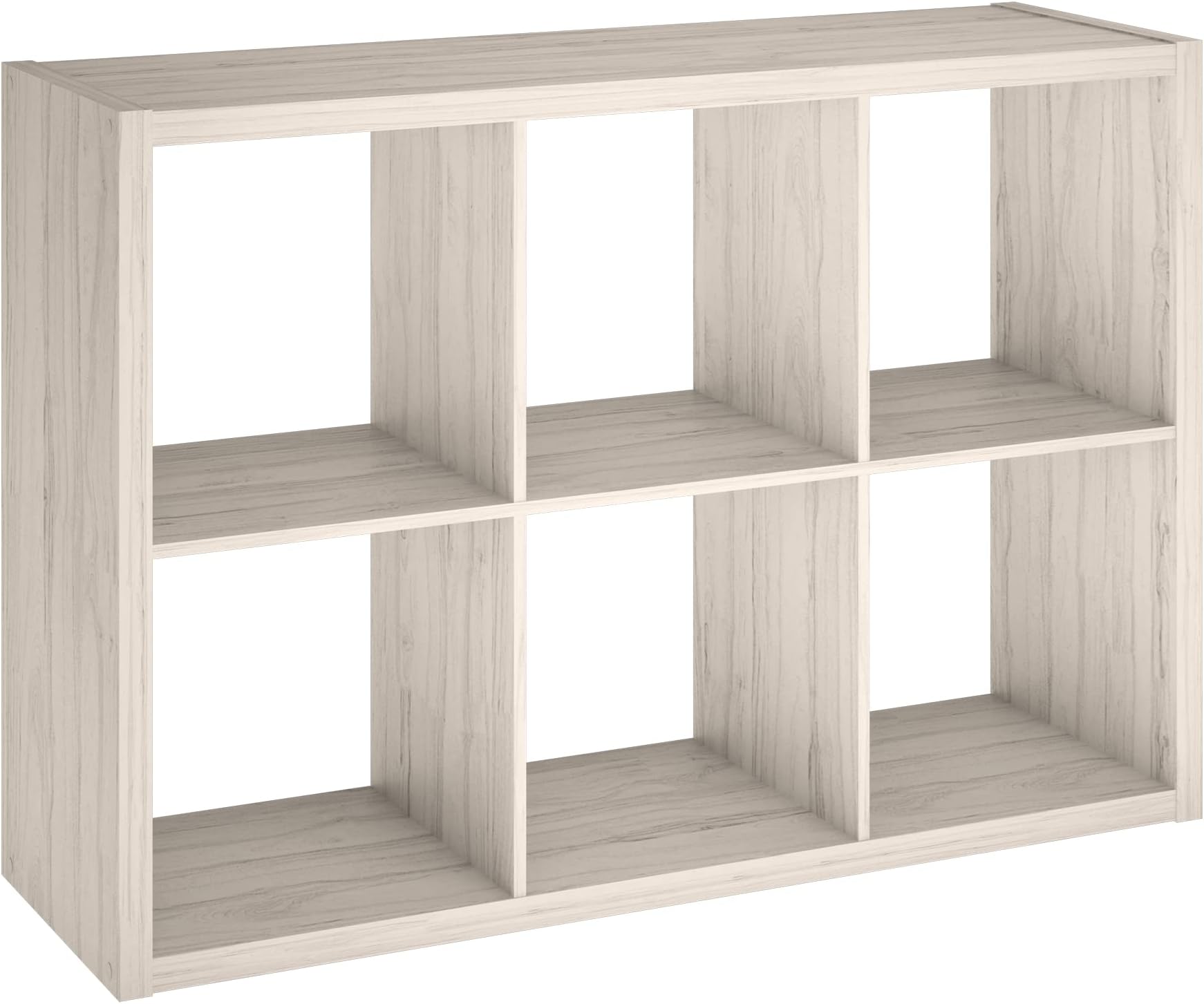 Decorative Open Back 6-Cube Storage Organizer, Bleached Walnut