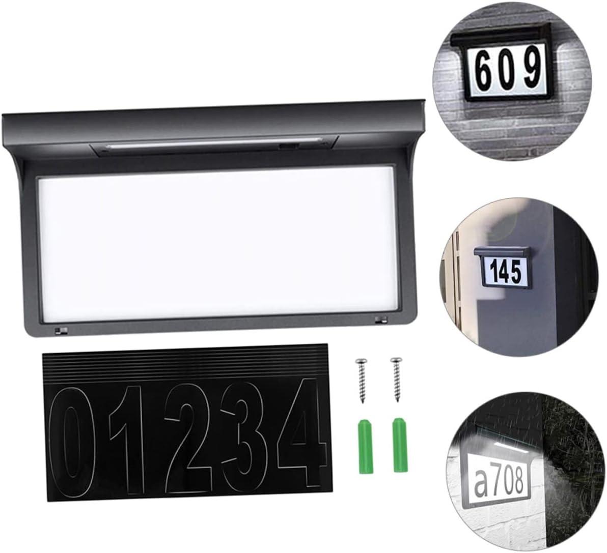 Solar Powered House Number Light Address Numbers Sign Easy Install Outdoor Lantern