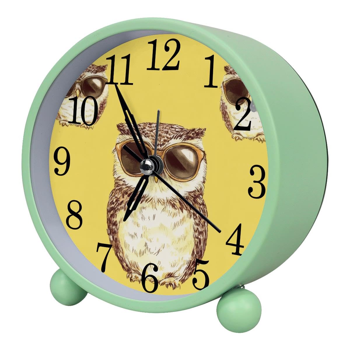 Luoweisi Alarm Clock Owl Sunglasses, Silent Non-Ticking with Night Light