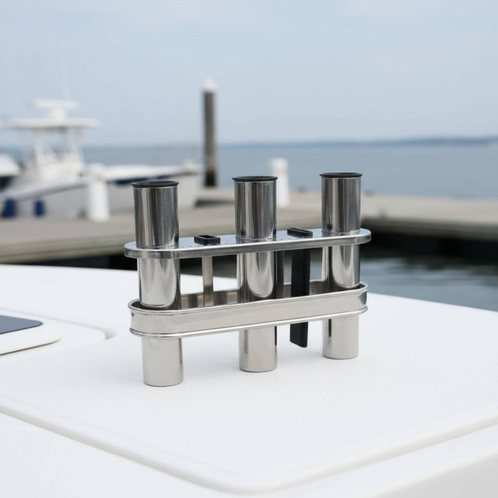 Sharplace Soporte de Caña de Pescar Titular Porta Cañas Organizador Portacañas Vertical Diseño de Tubos en Acero Inoxidable Sujeción Firme y Acceso Rápido Adecuado para Barcas y Jornadas de Pesca