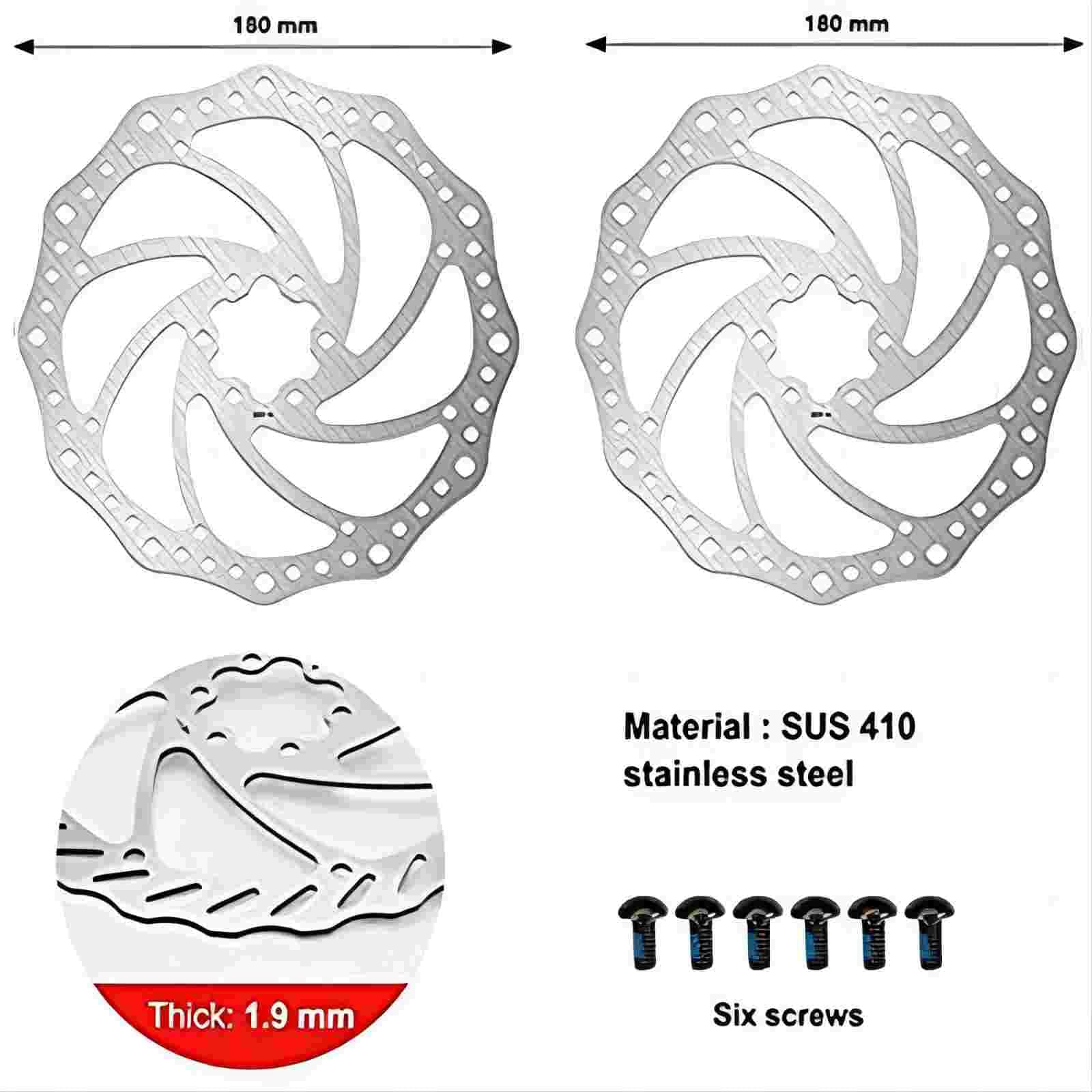 Kit de frein à disque de vélo, ensemble de frein à disque hydraulique avec étrier de pression d'huile en aluminium et levier de frein de vélo en alliage d'aluminium, 2 rotors de 140 mm/160 mm/180 mm