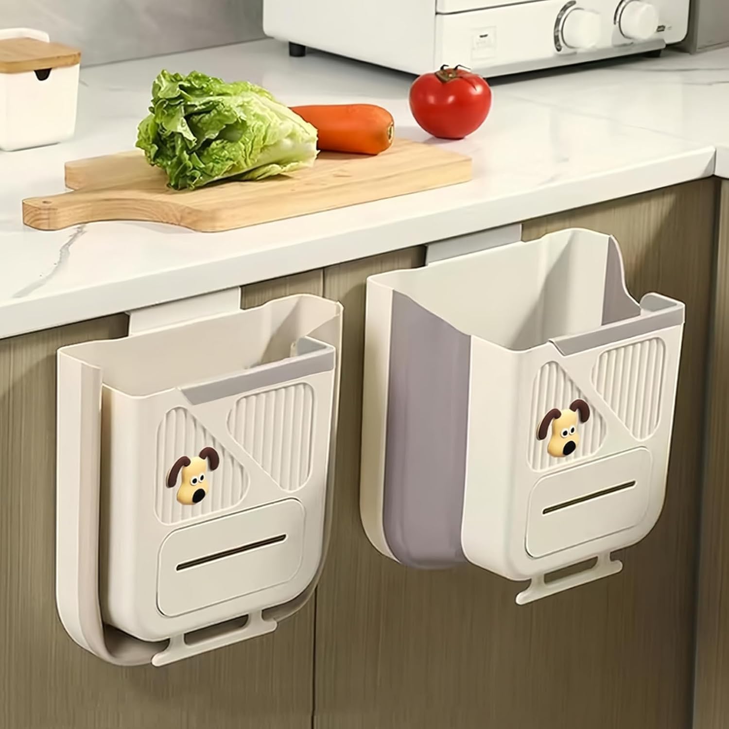 Zorzel Silicone Hanging Trash Container Compact, Foldable waste basket for kitchen, bathroom, office, car with easy snap-on attachment, Durable & Space-efficient for everyday use-image-48