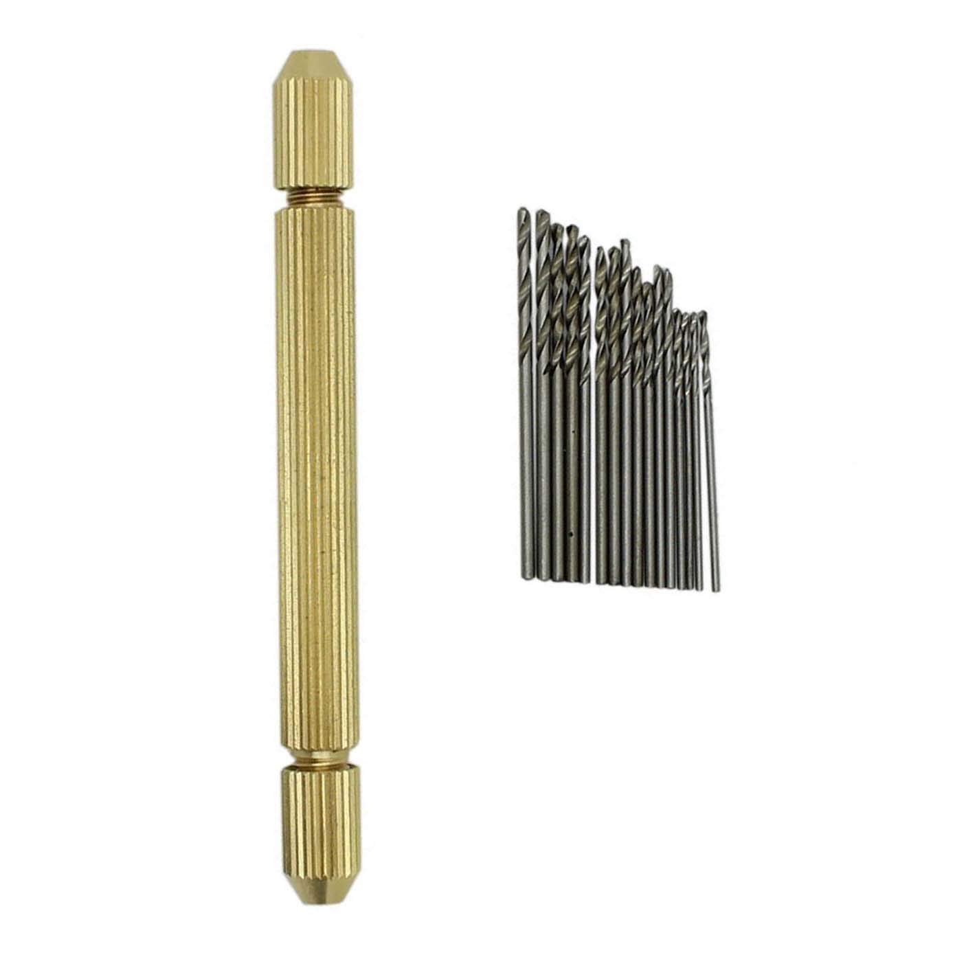 DIY Crafts Pack Of 3 Pcs, Design No # 1, Dual Side Brass Pin Vise Hand Drill Jewelry Drilling Chuck + Micro Twist Drill Point (Drill Point Both Side) + Mini Hand/Be (Pack Of 3 Pcs, Design No # 1) 2