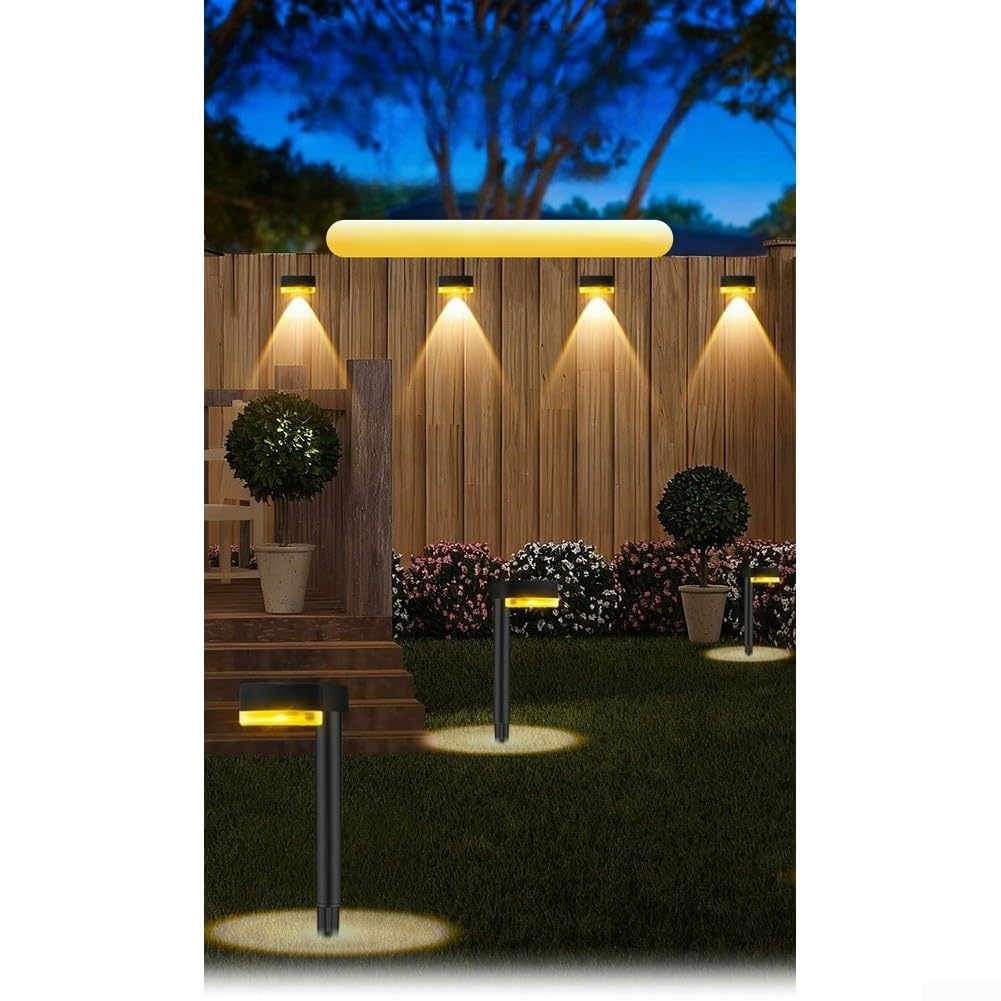 Lámpara solar LED de jardín, resistente al agua, bicolor