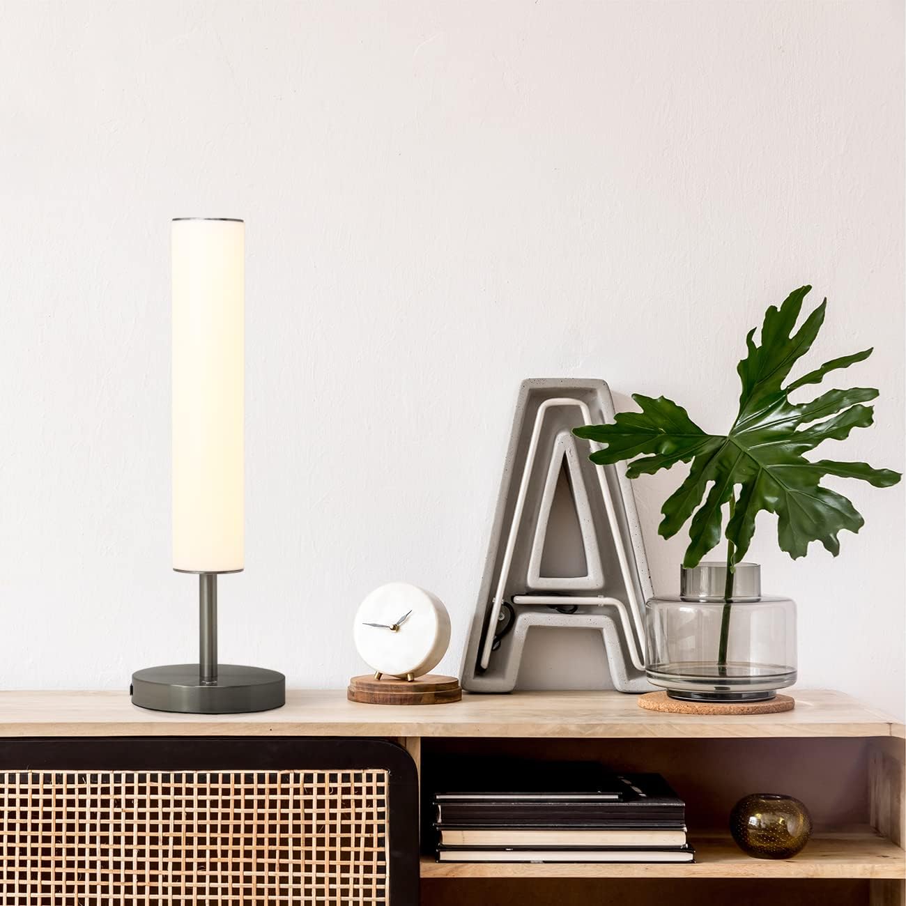 O’Bright Dimmable LED Cylinder Table Lamp (Brushed Nickel)