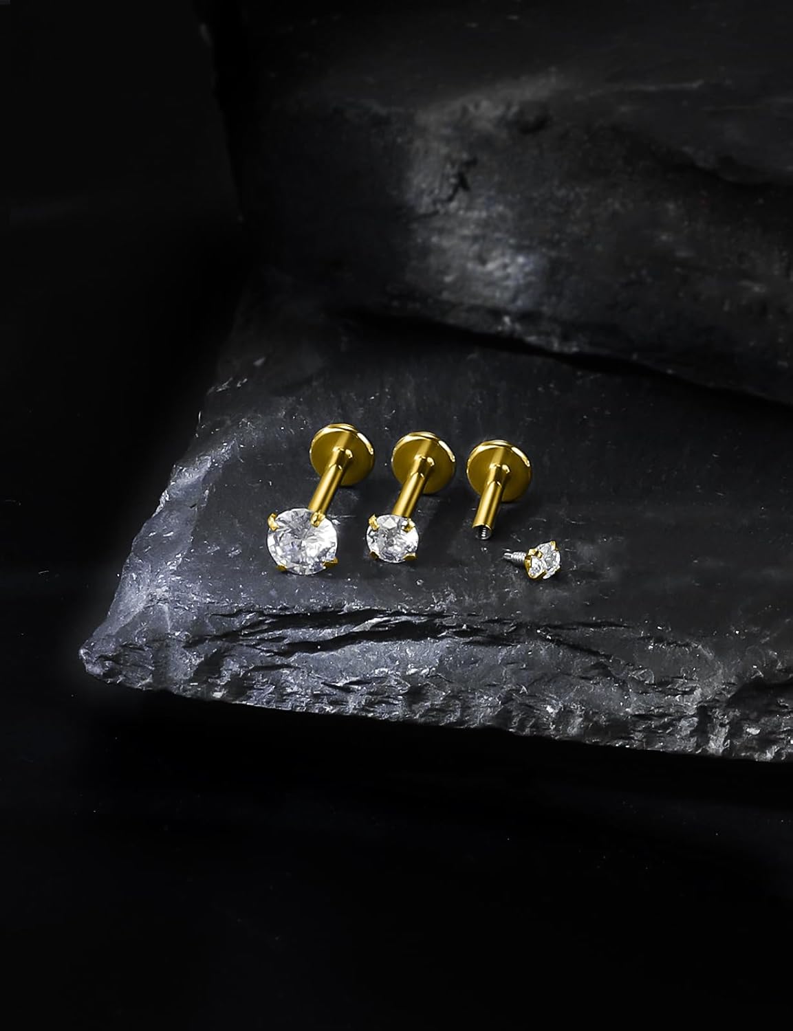 18G 16G Internal Thread Flat Back Earrings Nose Studs 316L Surgical Steel Tragus Forward Helix Conch Cartilage Lobe Earrings Stud Medusa Labret Lip Ring Piercing Jewelry Hoops For Women Men - Image 4