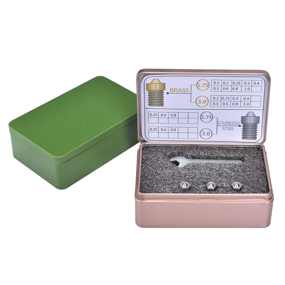 Druckerteile 3D Düse 1,75/3,0mm Messing/Edelstahl Düsenkit M6 Gewinde V5 V6 J-Kopf MK8 Extruder mit exquisitem Gehäuse für 3D Drucker Ersatzteile (Größe : Typ 3) (Size : Type 1)