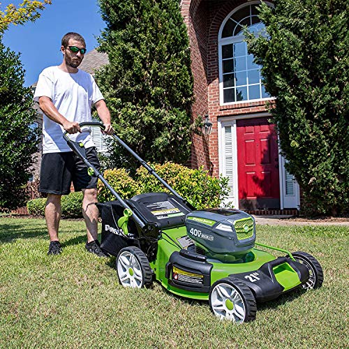 POWERSMITH PLM14021H 21 in. 40V Brushless Cordless Lithium Ion Battery Powered Lawn Mower with (2) 40V Batteries and Charger, Bagger, Mulch and Side Discharge Attachements Included