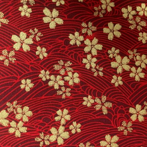 aufodara Tissus au Metre Style Japonais Tissu DIY Couture pour Décorer Patchwork Vêtements Nappe de Table Rideau Tissu à Coudre, Largeur 145cm (Rouge E, 100x145cm)