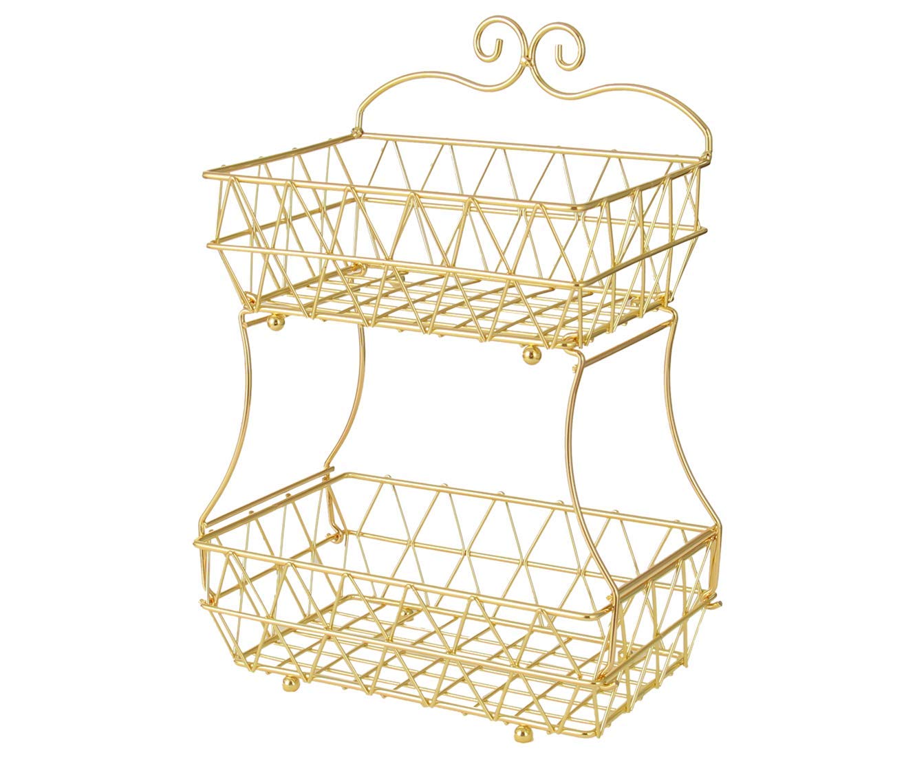 Upgraded Version 2 Tier Fruit Bread Basket Display Stand Screws Free