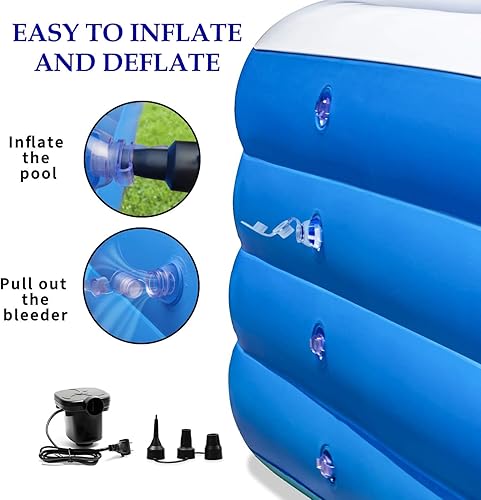 Miniatura 3 de Piscina inflable, 79 x 58 x 29 pulgadas, piscina familiar gruesa sobre el suelo para exteriores, patio trasero, jardín, fiesta acuática de verano