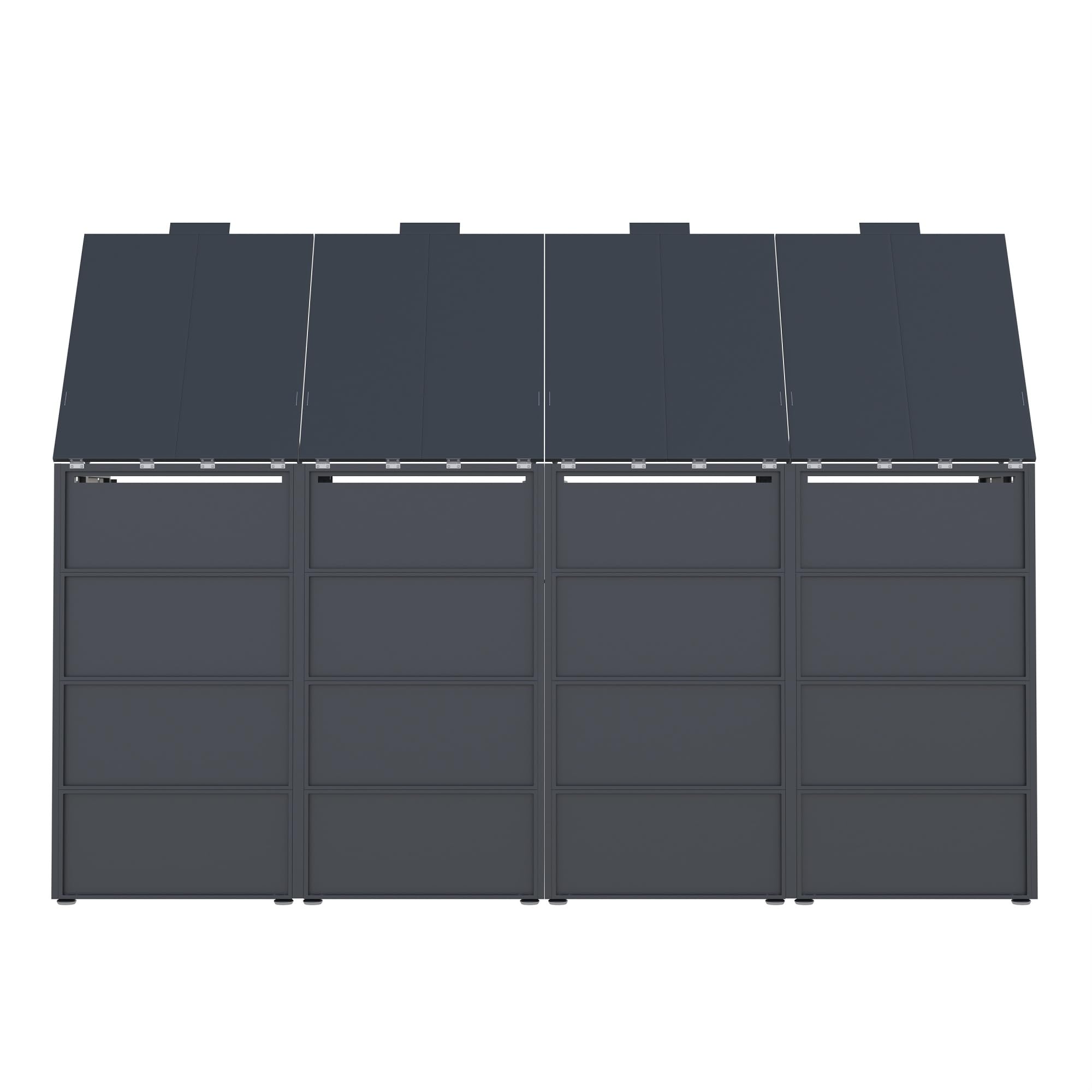 Mülltonnenbox 4-Er Mülltonnenhaus Für 4X Tonnen 120 Und 240 Liter, Stahl Verzinkt, Mit Klappdeckel, Rautenförmige Lüftungsöffnung, Trash Storage Compartments,Abschließbar,4 bin