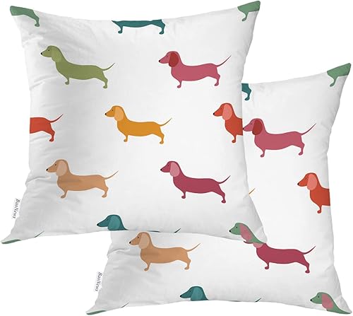 Lindas fundas de almohada de perro salchicha con diseño de perros y cachorros pequeños, funda de cojín textil de cazador de animales, mezcla