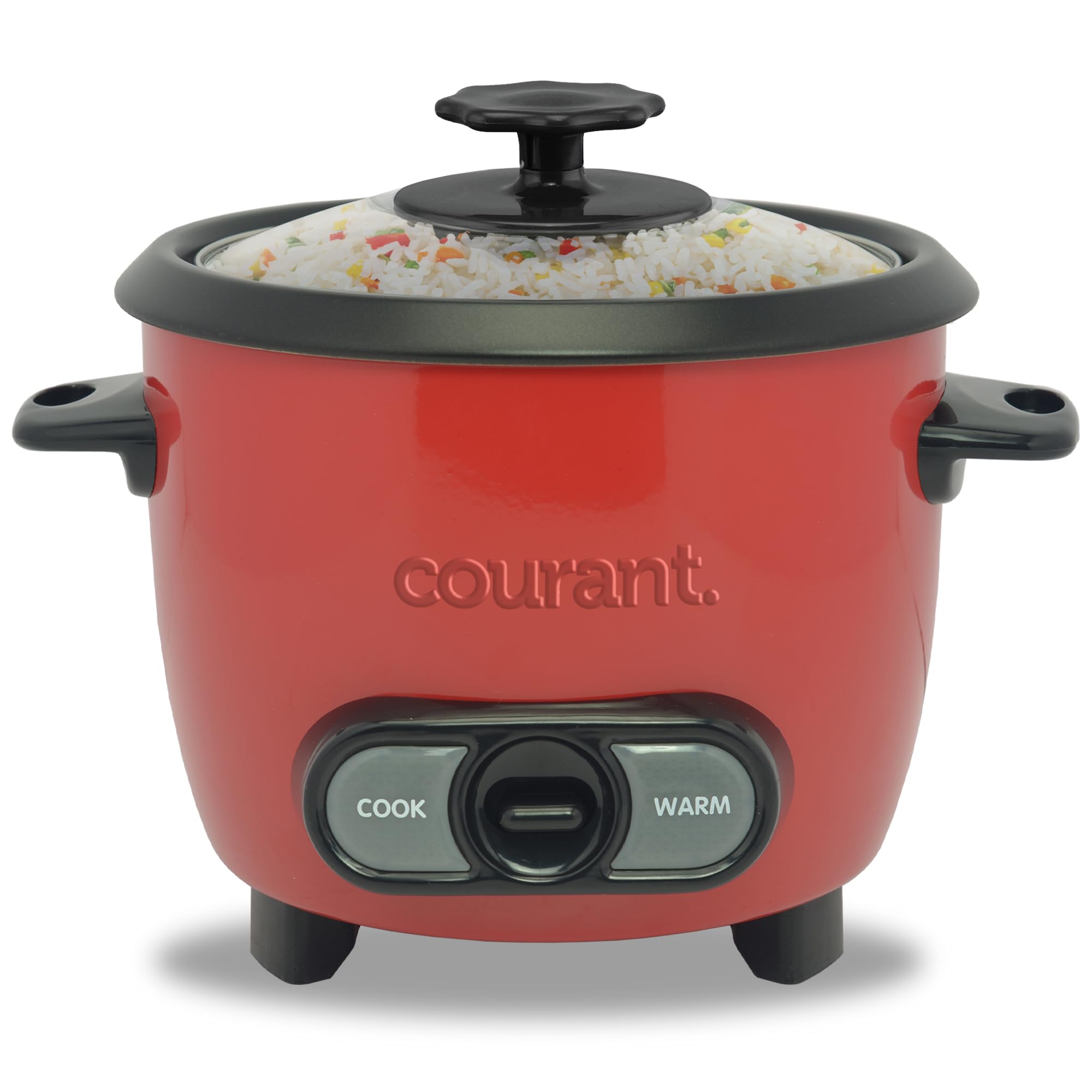 Courant Rice Cooker 8-Cup Cooked Removable Non-Stick Bowl One Touch Rice Cooker Red