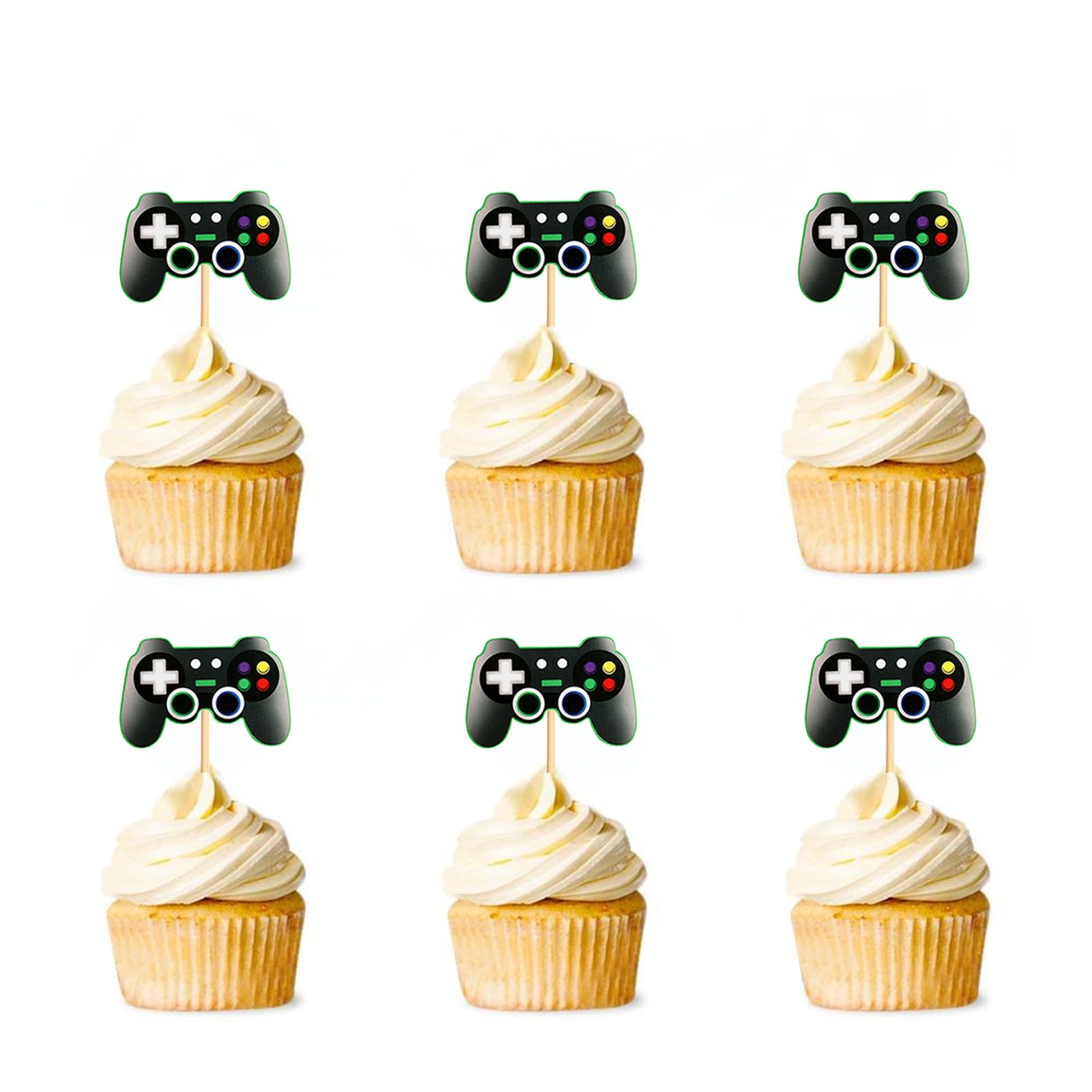 36Pcs Game Controllers Cupcake Toppers Video Game Console Theme Cake Toppers Decorations for Kids Gaming Birthday Party Baby Shower Supplies
