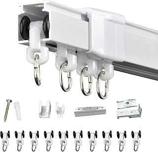 37-142in Telescopic Ceiling Curtain Track System for Curtains,Retractabl...