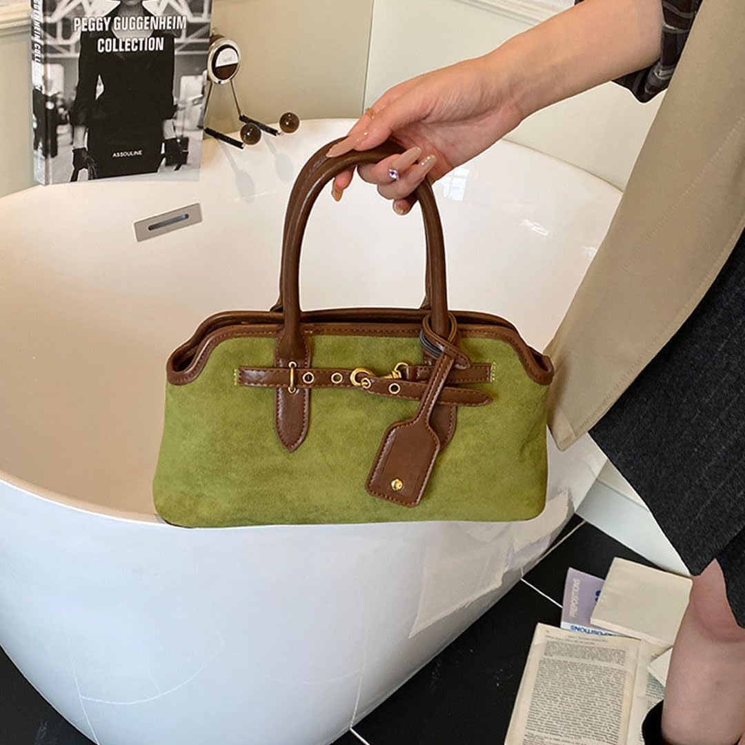 Suede Tote Bag for Women Faux Suede Handbag Slouchy Shoulder Hobo Bags Leather Satchel Crossbody Bag Vintage Fall Purse