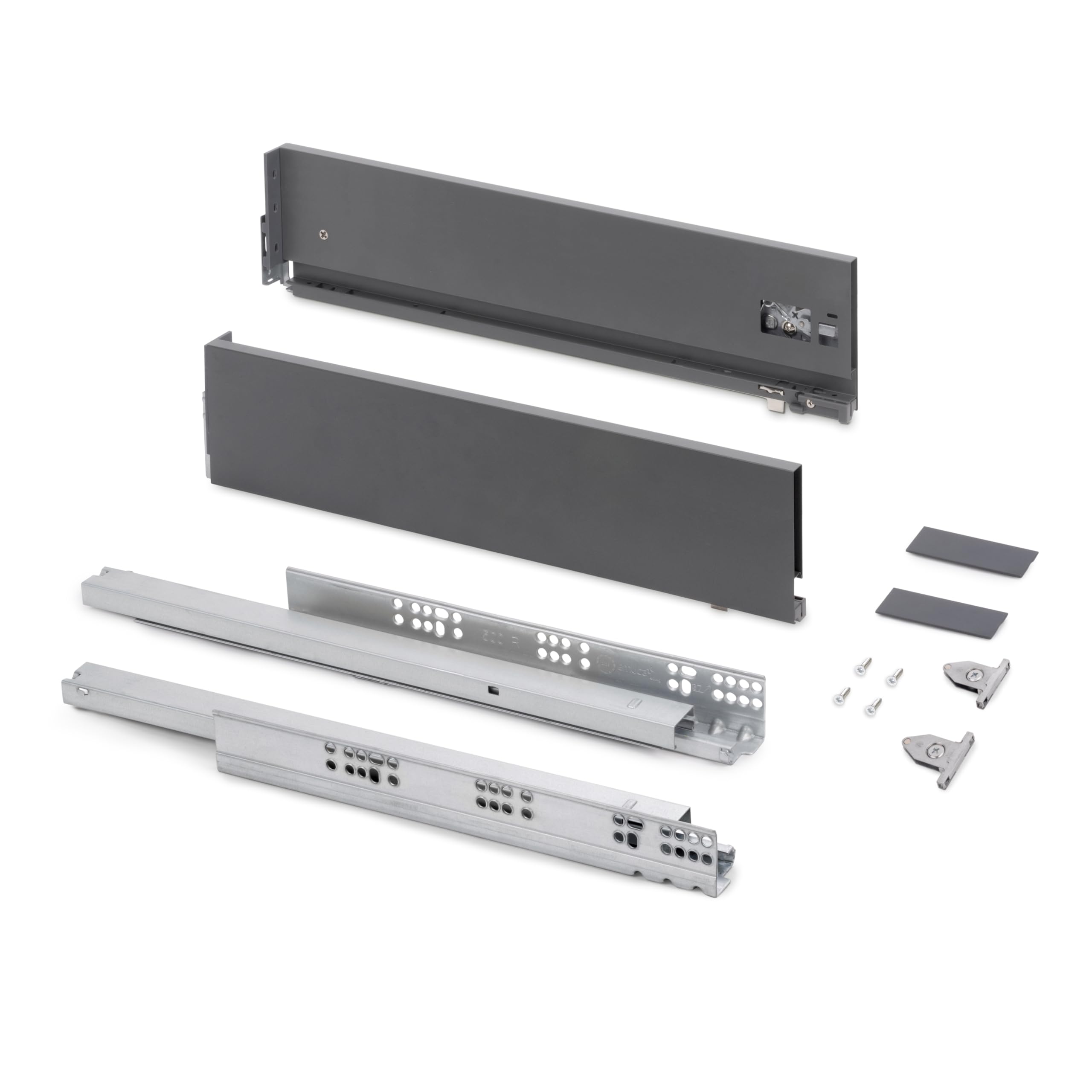 Emuca - Vertex with 3D Regulation External Drawer, Height 131mm, 40kg, Board Thickness of 18mm, Depth 400mm, Steel, Anthracite Grey
