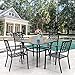 PHI VILLA 37 Inch Outdoor Dining Table Metal Steel Slat Square Patio Dining Table with 1.57