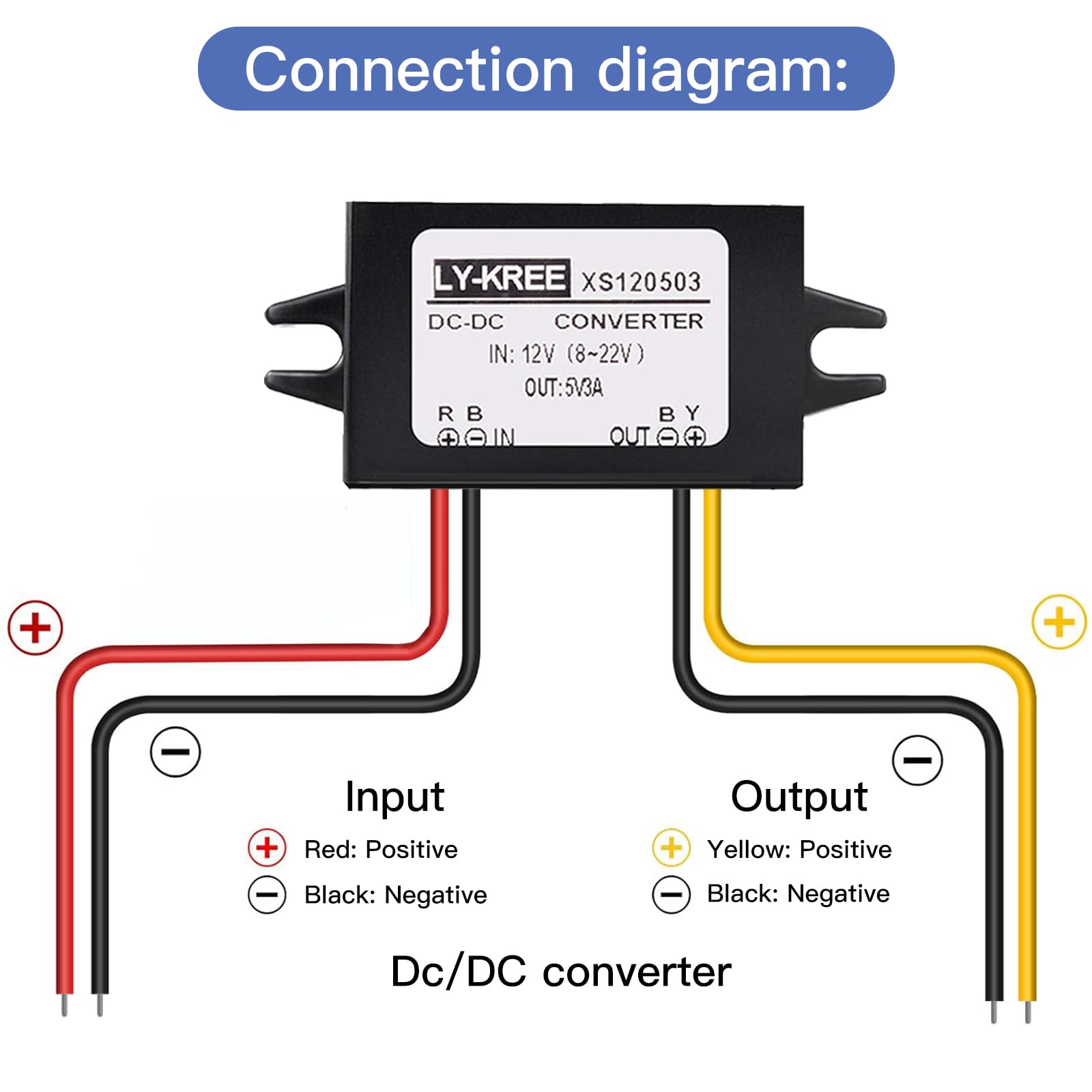 Convertitore Impermeabile 12v, Convertitore da 12V a 5V 3A, Step Down, Trasformatore 3A