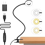 IZELL Lampe de bureau, LED Lumière de lecture avec pince, 3 Modes de couleur & 10 Luminosité Silicone Flexible Arm Livre de lumière pour les enfants Lecture Livre dans le lit à la nuit Clip sur la table, Zoom Réunions - Noir