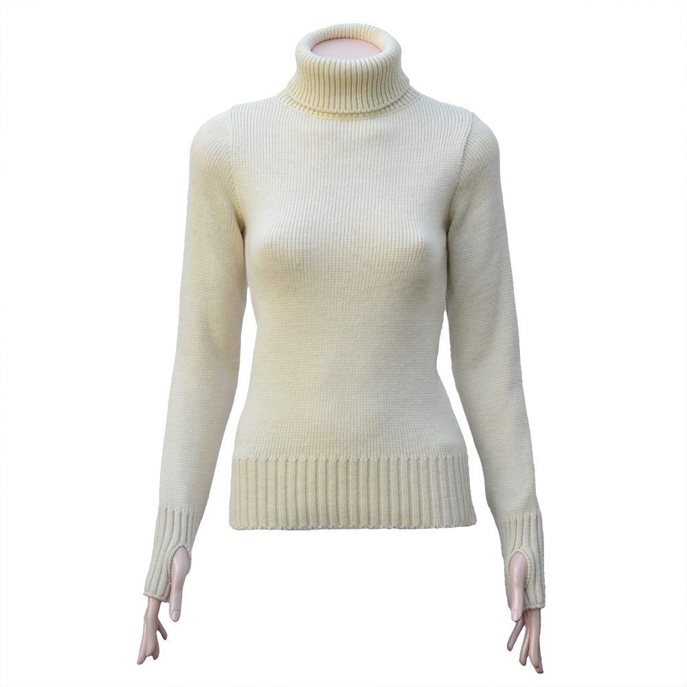 Goldtop Women's Ecru Merino Wool Submariner Sweater - Cream (Large - Uk14 To Uk16)